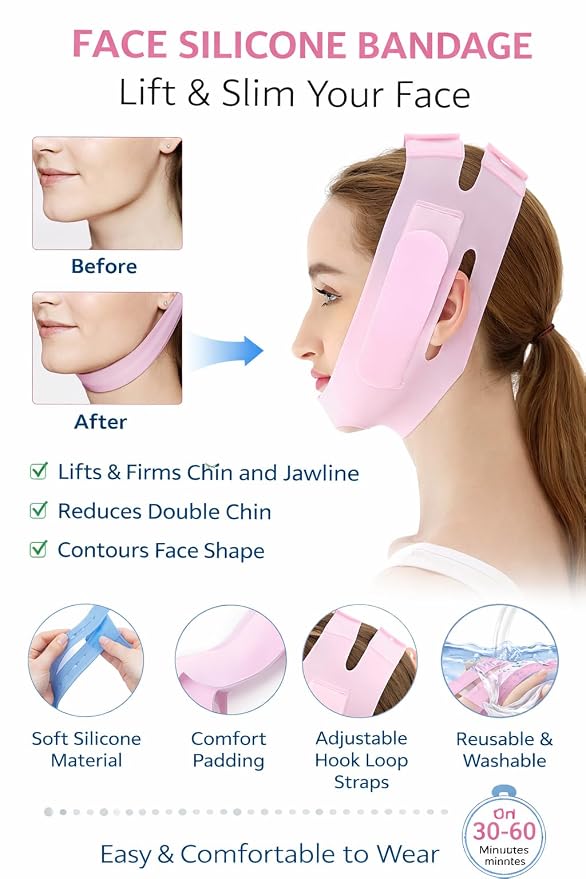 V-Line Facial Lift Mask – Silicone Jaw & Chin Shaping Band, Adjustable Face Contouring Beauty Belt