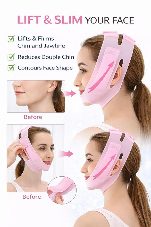 V-Line Facial Lift Mask – Silicone Jaw & Chin Shaping Band, Adjustable Face Contouring Beauty Belt