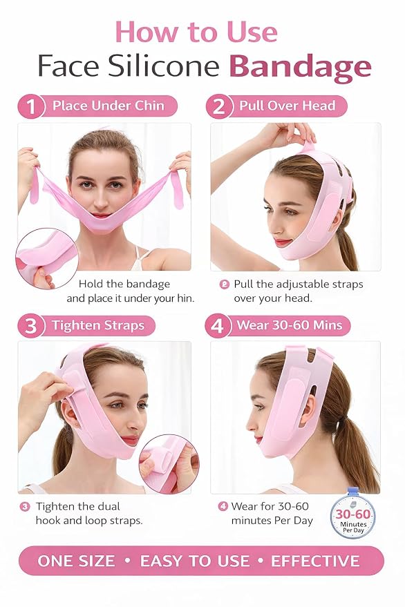 V-Line Facial Lift Mask – Silicone Jaw & Chin Shaping Band, Adjustable Face Contouring Beauty Belt