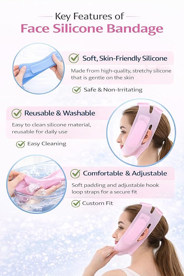 V-Line Facial Lift Mask – Silicone Jaw & Chin Shaping Band, Adjustable Face Contouring Beauty Belt
