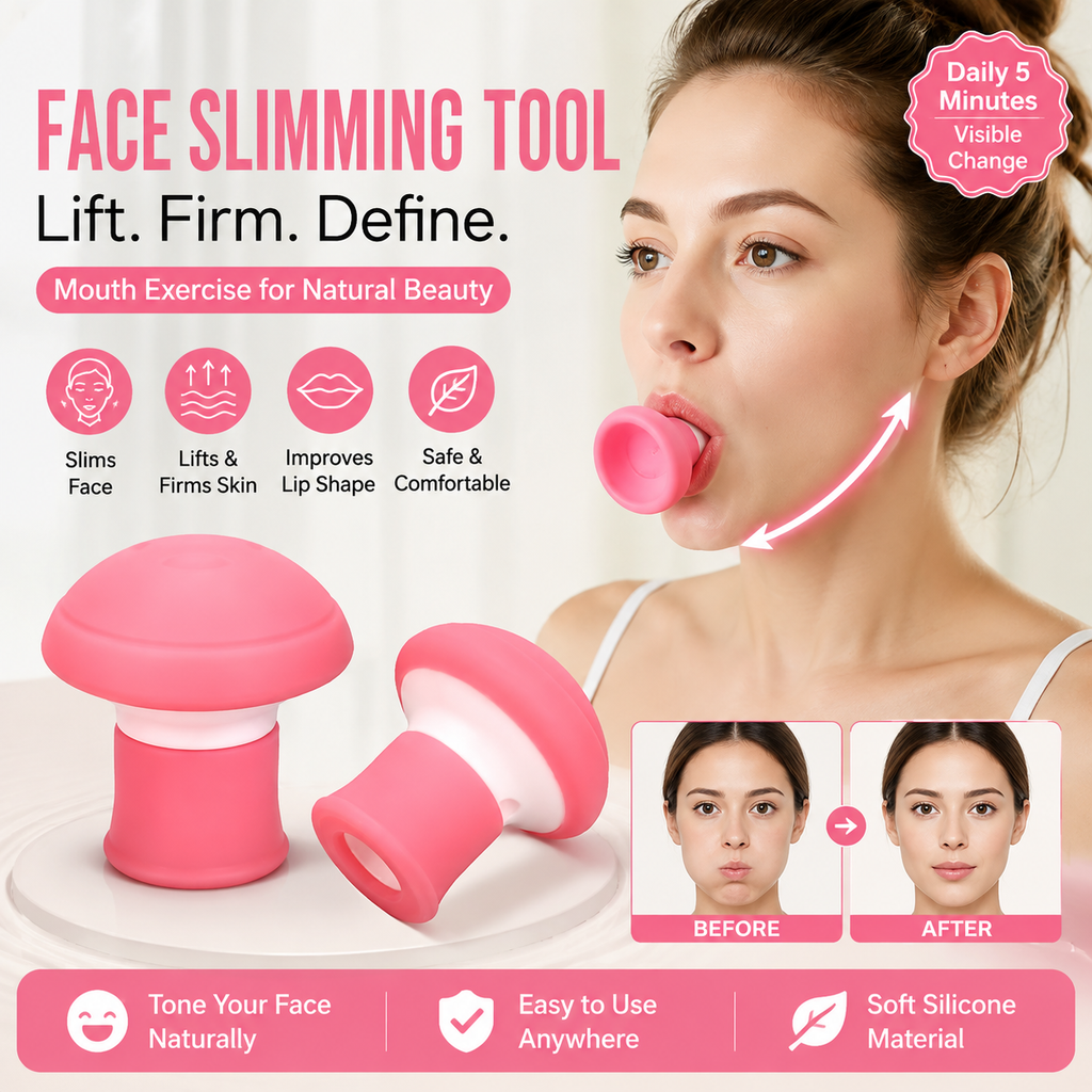V-Shape Facial Exercise Tool – Jaw & Face Muscle Trainer, Double Chin Massage Roller, Skin Firming & Facial Lifting Tool