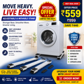 Universal Adjustable Appliance Stand – Heavy Duty Movable Base with Lockable Wheels for Washing Machine, Fridge & Furniture
